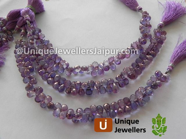 Pinkish Purple Quartz Faceted Drop Beads